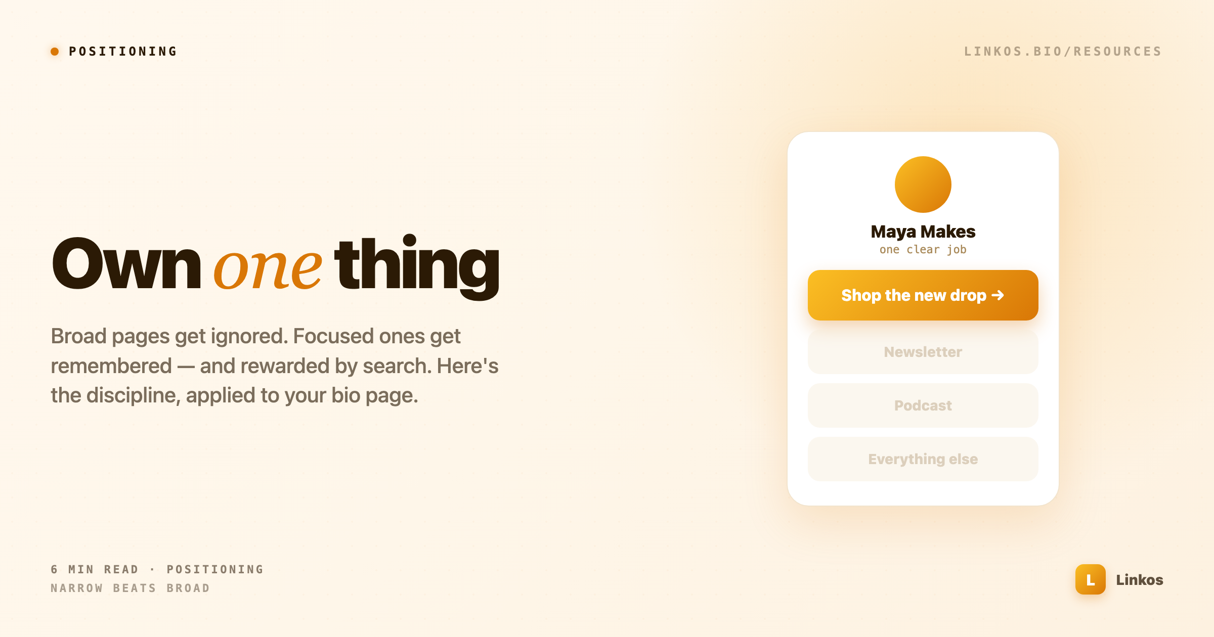 Own one thing — why single-purpose pages win